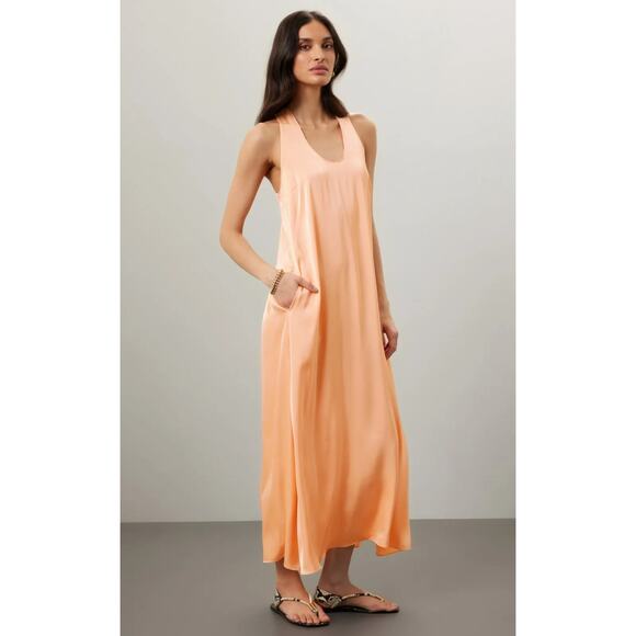 Rosetta Getty x RTR Twist Back Shift Peach Stain Dress - Picture 2 of 8